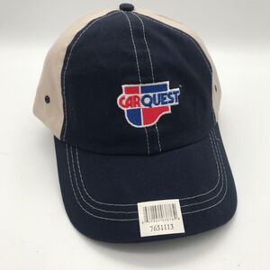 NWT Carquest Auto Parts Baseball Cap Tan and Navy 6 Panel Hat Hook and Loop USA